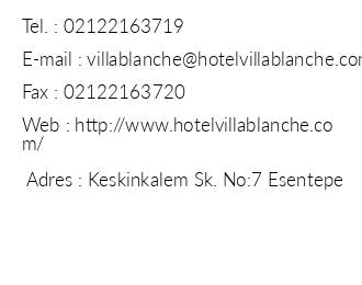 Villa Blanche Hotel iletiim bilgileri